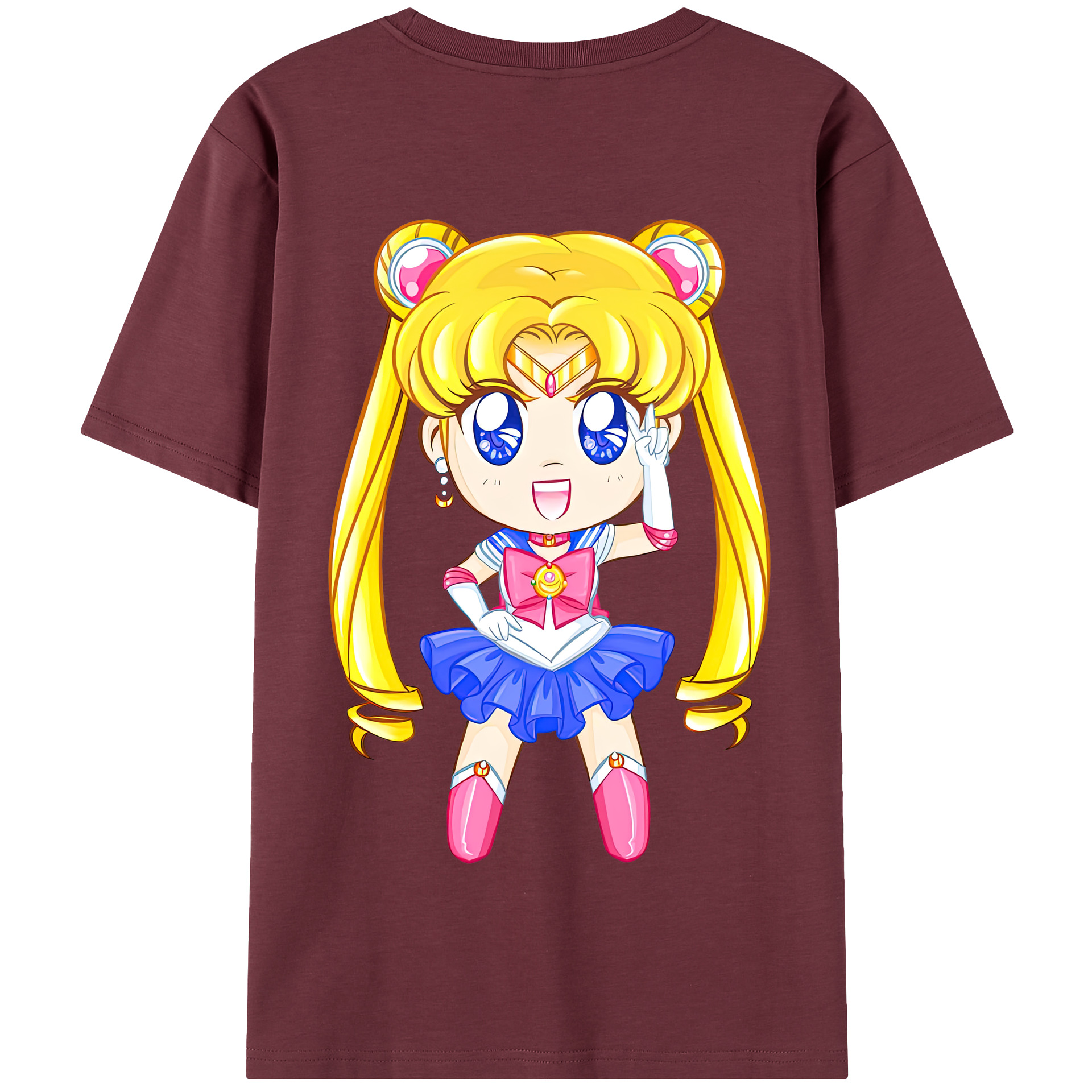（画像用） 美少女戦士セーラームーン 月野 うさぎ つきの うさぎ Sailor Moon Tsukino Usagi 綿100％半袖Tシャツ（背面プリント）
